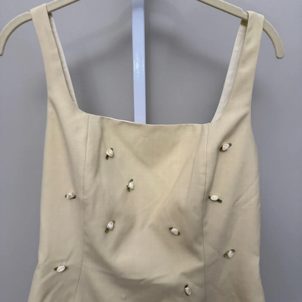 Milkwhite Mini Dress With Bows in Yellow size medium new with tags - Picture 4 of 8